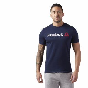 Reebok Linear Read T Shirt Herren - Indigo - DE 694-NMY